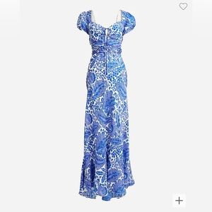 J Crew Collection tie-neck cap-sleeve maxi dress in tidewater floral